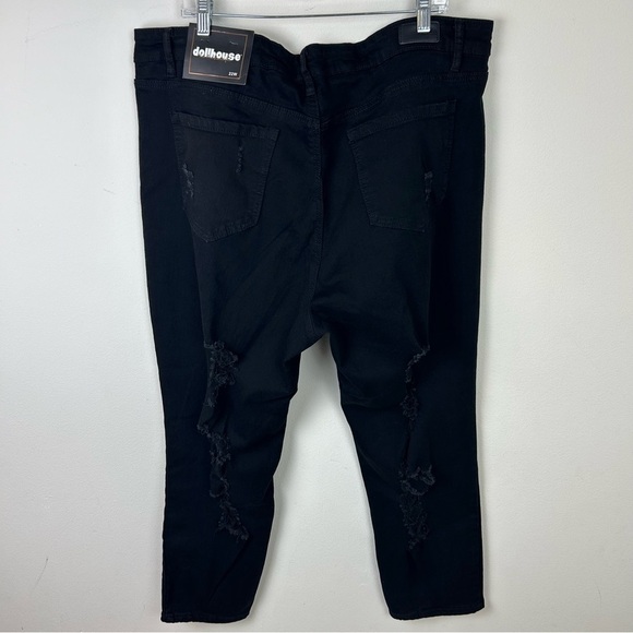 NWT Dollhouse high-rise skinny black distressed jeans size: 22W - Picture 10 of 14